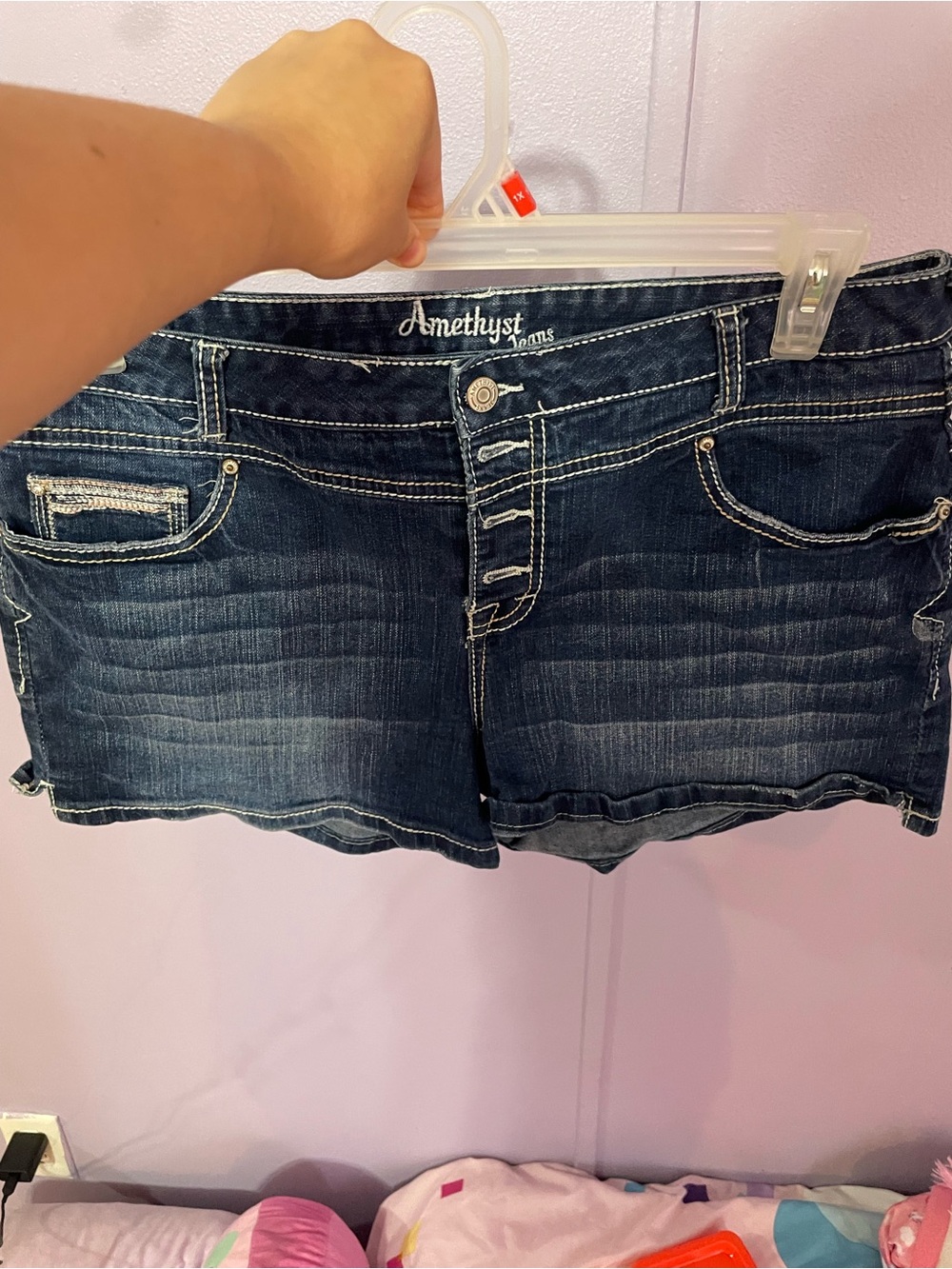 Amethyst Jeans Dark Blue Distressed Denim Shorts